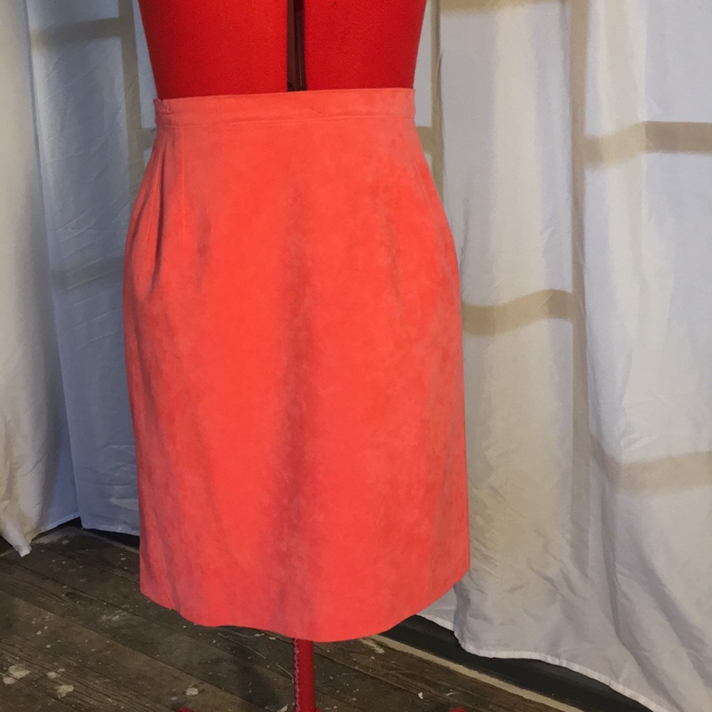 Fuchsia micro-suede pencil skirt